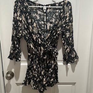 Free People Quarter Sleeved Wrap Romper